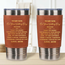 Load image into Gallery viewer, Personalized Leather Tumbler Engraved for Son Wedding Gift
