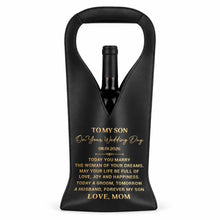 Load image into Gallery viewer, Personalized Custom Leather Wine Bag Wedding Gift for Son
