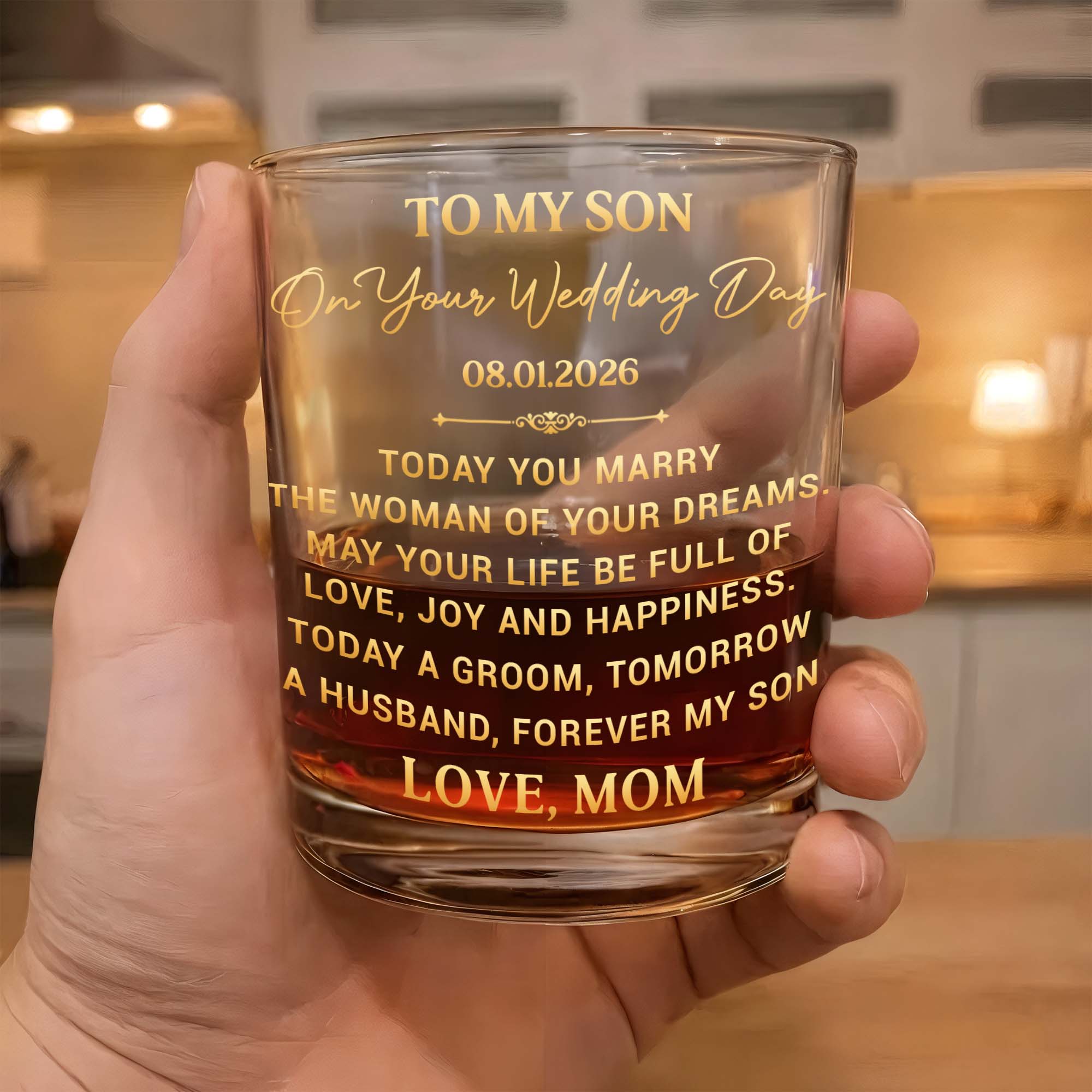 Personalized Whiskey Glass Custom Name Gift for Son Wedding