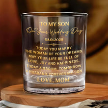 Load image into Gallery viewer, Personalized Whiskey Glass Custom Name Gift for Son Wedding
