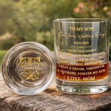 Load image into Gallery viewer, Personalized Whiskey Glass Custom Name Gift for Son Wedding
