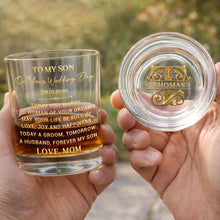 Load image into Gallery viewer, Personalized Whiskey Glass Custom Name Gift for Son Wedding
