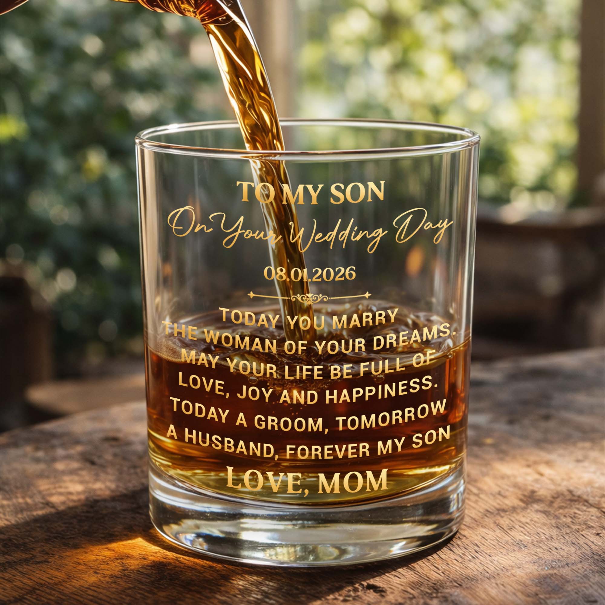 Personalized Whiskey Glass Custom Name Gift for Son Wedding