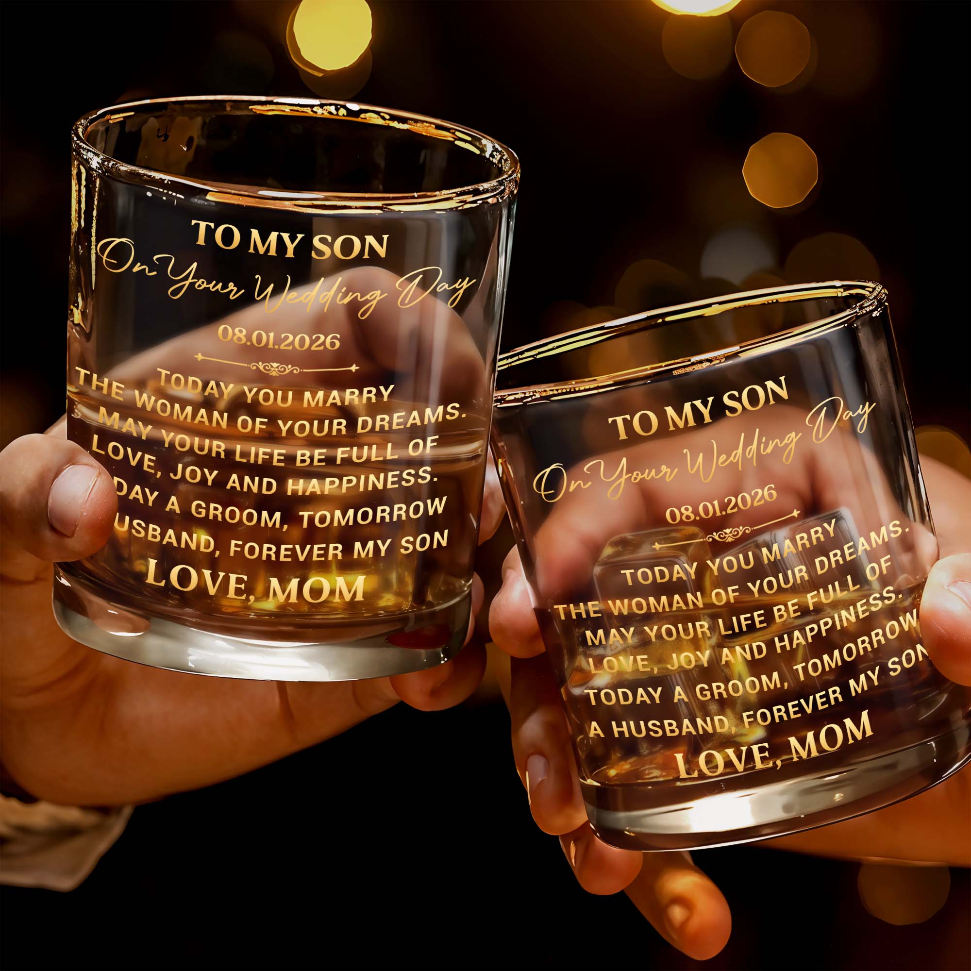 Personalized Whiskey Glass Custom Name Gift for Son Wedding