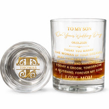 Load image into Gallery viewer, Personalized Whiskey Glass Custom Name Gift for Son Wedding
