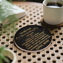 Load image into Gallery viewer, Personalized Black Marble Ceramic Coaster Gift for Son Wedding Day
