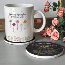 Load image into Gallery viewer, Personalized Black Marble Ceramic Coaster Gift for Son Wedding Day

