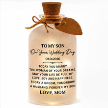 Load image into Gallery viewer, Personalized Wedding Day Bottle Light Gift for Son with LED
