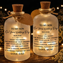 Load image into Gallery viewer, Personalized Wedding Day Bottle Light Gift for Son with LED
