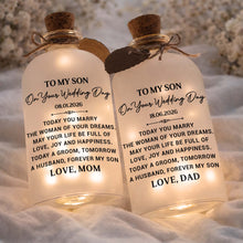 Load image into Gallery viewer, Personalized Wedding Day Bottle Light Gift for Son with LED

