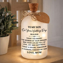 Load image into Gallery viewer, Personalized Wedding Day Bottle Light Gift for Son with LED
