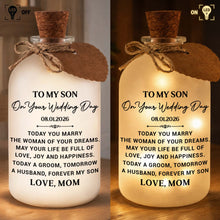 Load image into Gallery viewer, Personalized Wedding Day Bottle Light Gift for Son with LED
