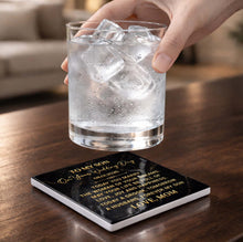 Load image into Gallery viewer, Personalized Black Marble Coaster Gift for Son Wedding Day
