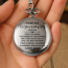 Load image into Gallery viewer, Personalized Silver Plated Pocket Watch Gift for Son Wedding Day
