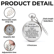 Load image into Gallery viewer, Personalized Silver Plated Pocket Watch Gift for Son Wedding Day

