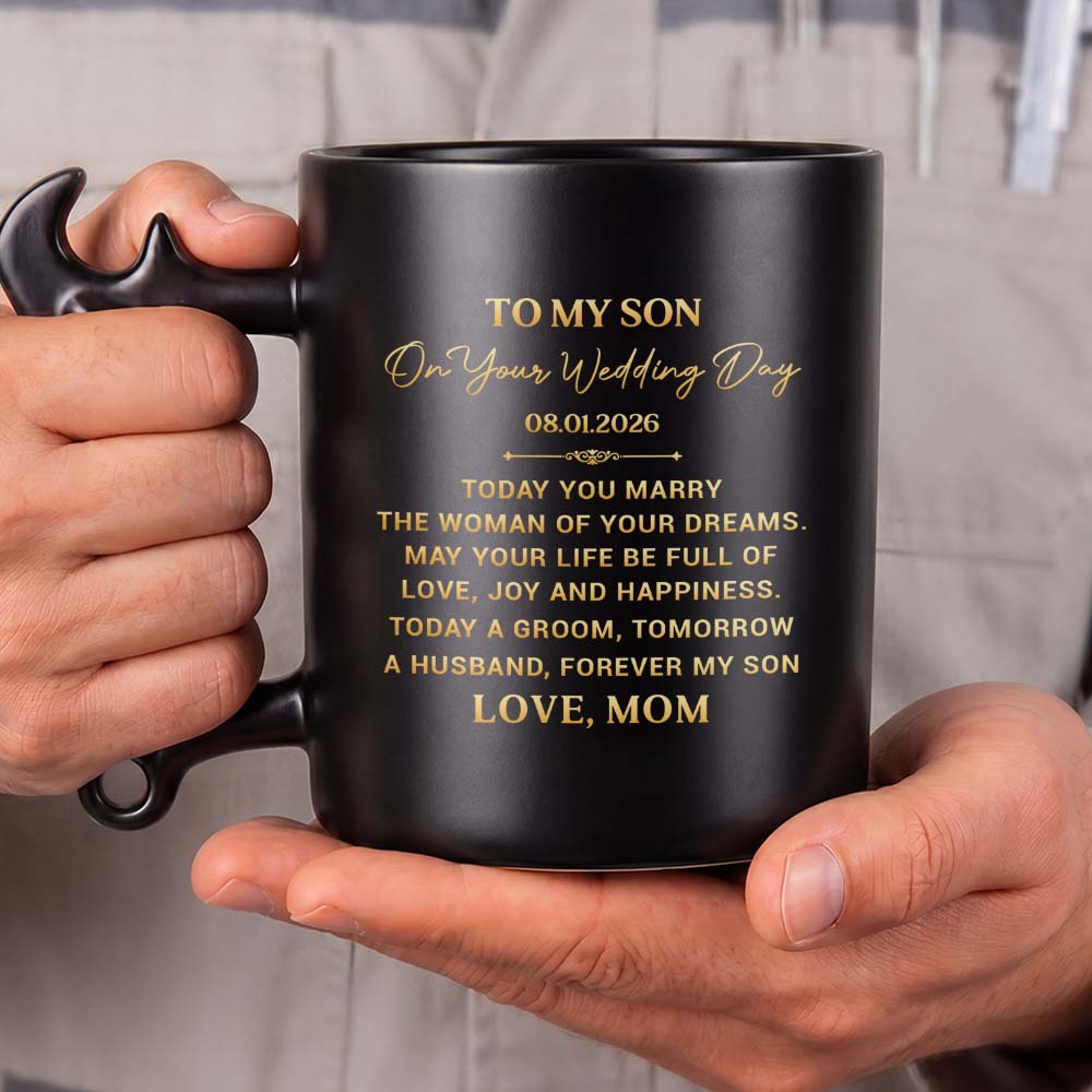 Personalized Wrench Handle Coffee Mug Gift for Son Wedding Day