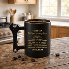 Load image into Gallery viewer, Personalized Wrench Handle Coffee Mug Gift for Son Wedding Day
