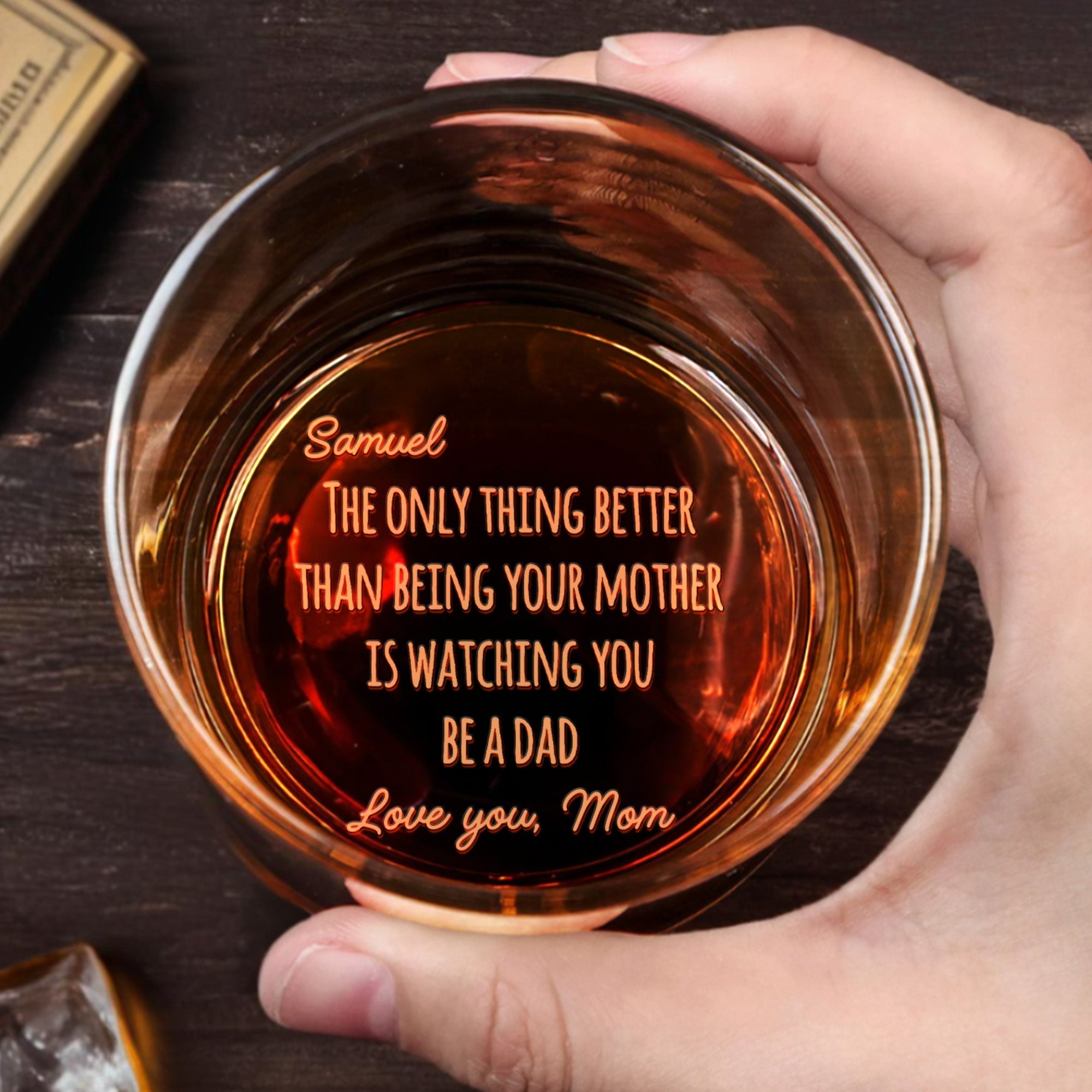 Engraved Whiskey Glass Personalized Gift for Dad, Custom Text