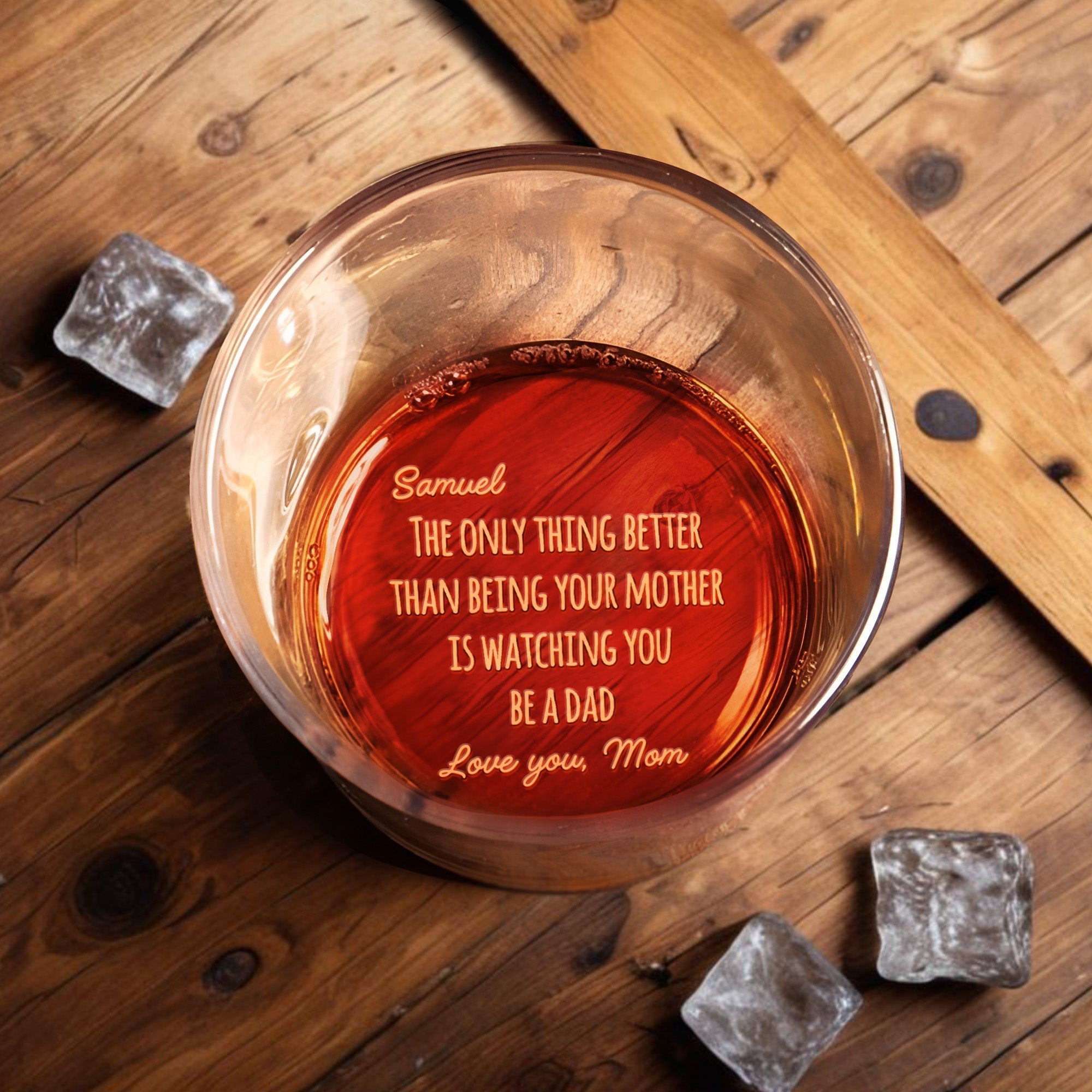 Engraved Whiskey Glass Personalized Gift for Dad, Custom Text