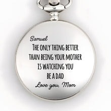 Load image into Gallery viewer, Engraved Silver Pocket Watch Custom Name Gift for Son
