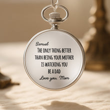 Load image into Gallery viewer, Engraved Silver Pocket Watch Custom Name Gift for Son
