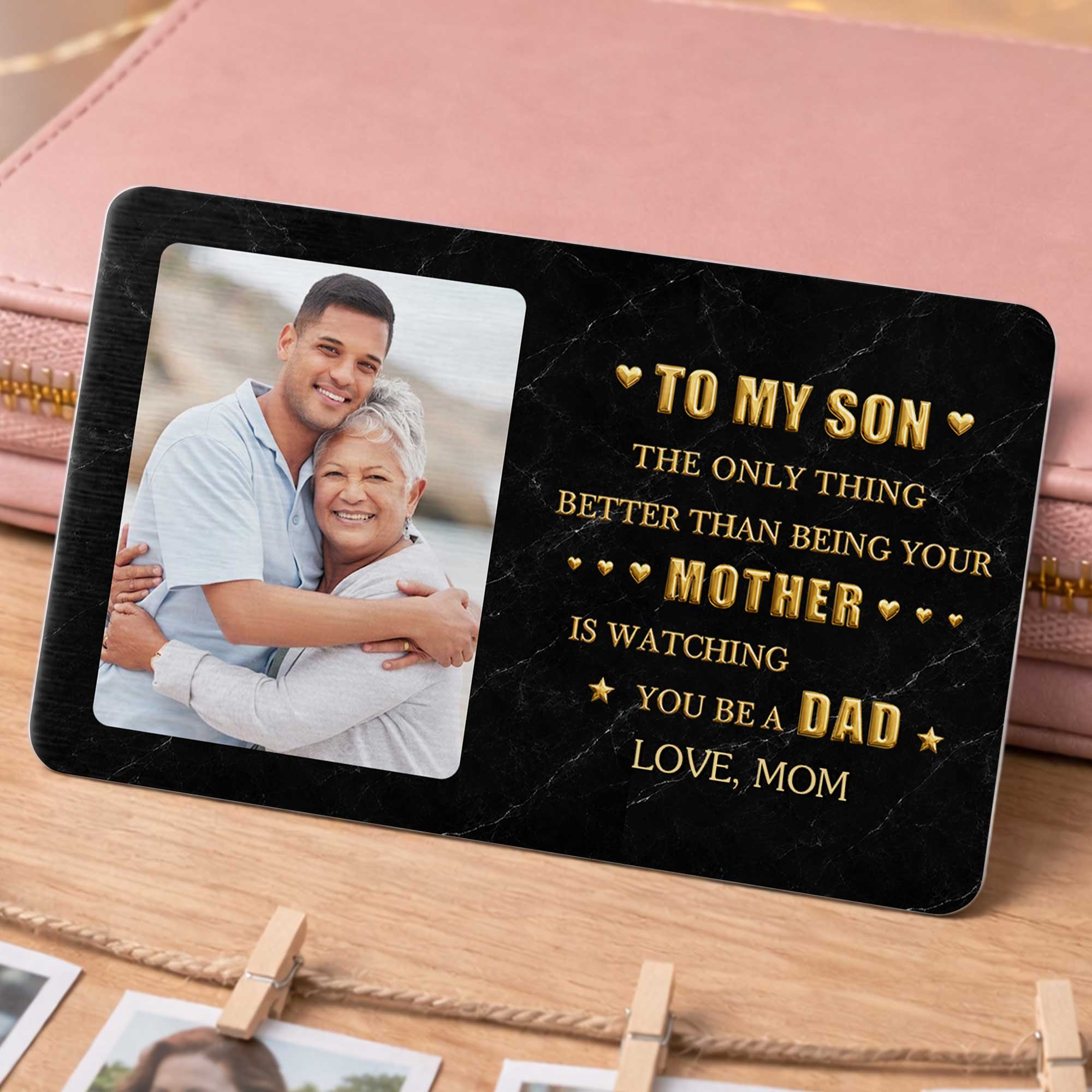 Personalized Aluminum Wallet Card for Son Custom Message Gift