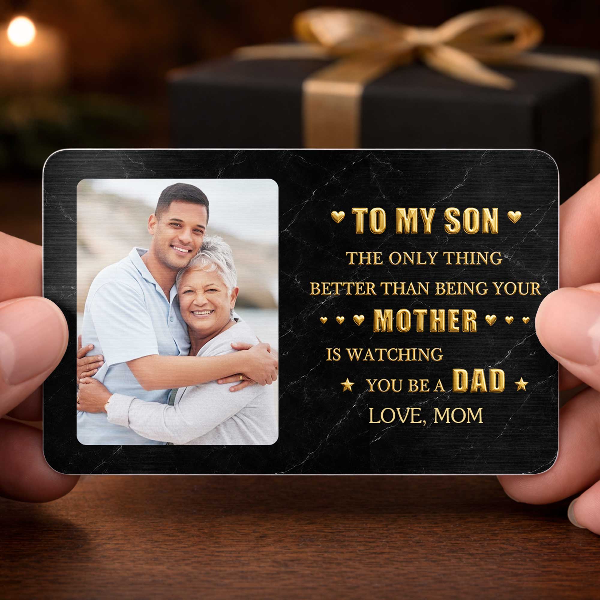 Personalized Aluminum Wallet Card for Son Custom Message Gift