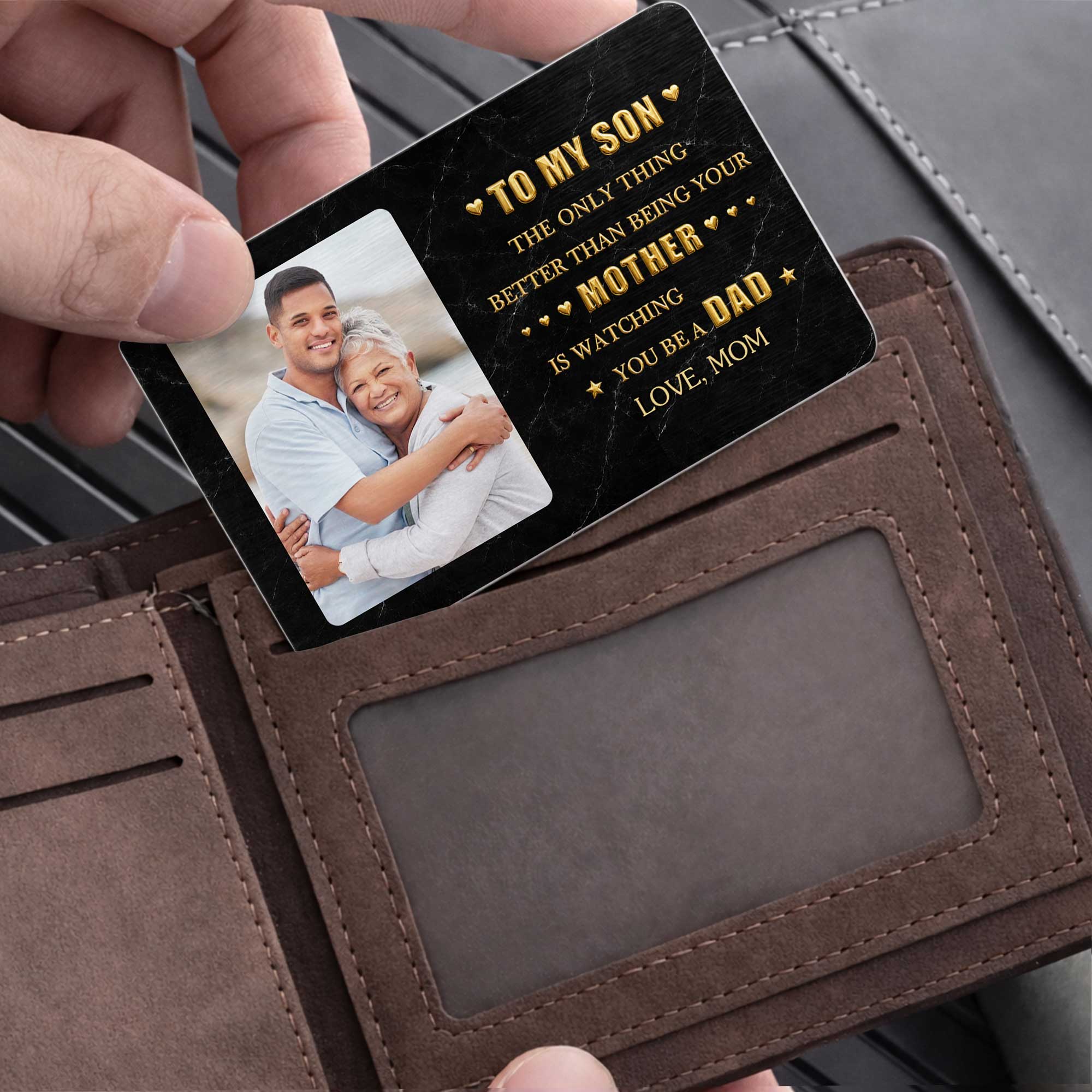 Personalized Aluminum Wallet Card for Son Custom Message Gift