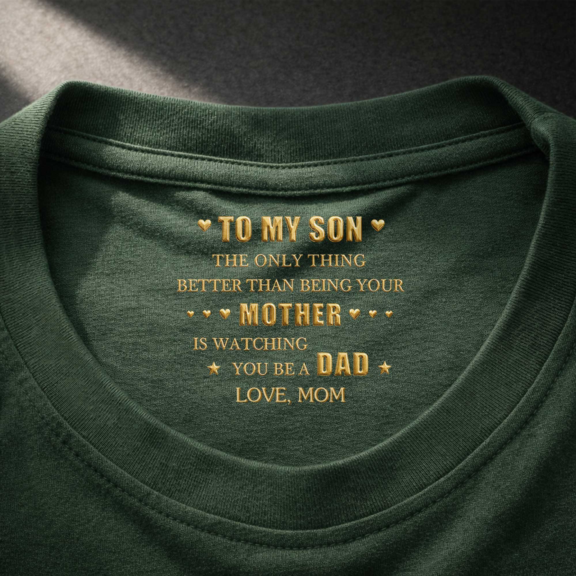 Personalized Inside Neck Print T-Shirt for Son Gift Idea