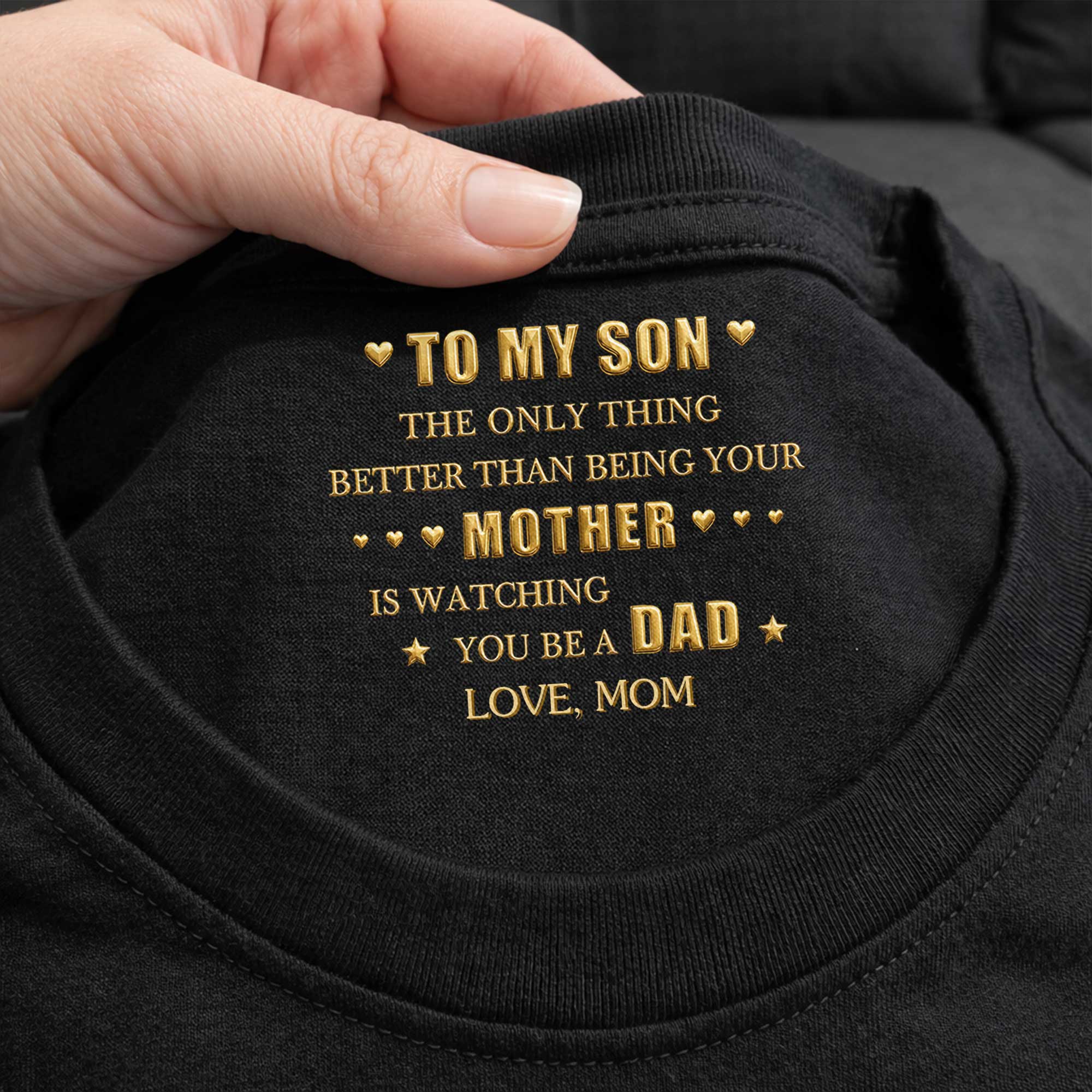 Personalized Inside Neck Print T-Shirt for Son Gift Idea
