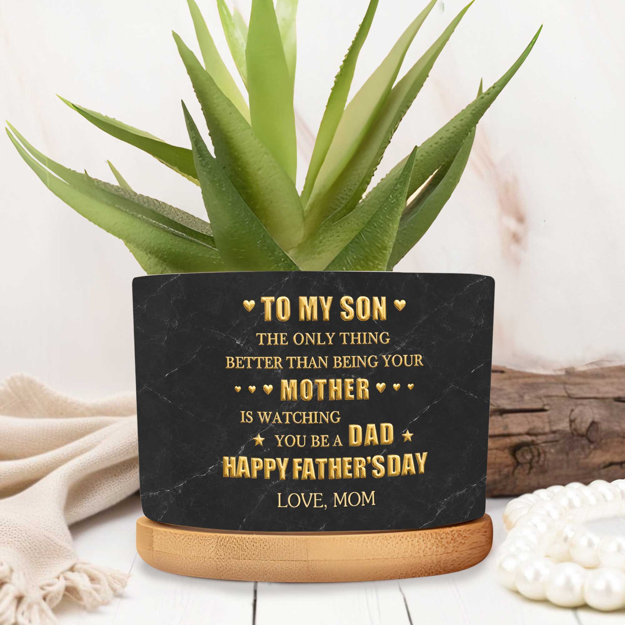 Personalized Ceramic Plant Pot Custom Message for Son