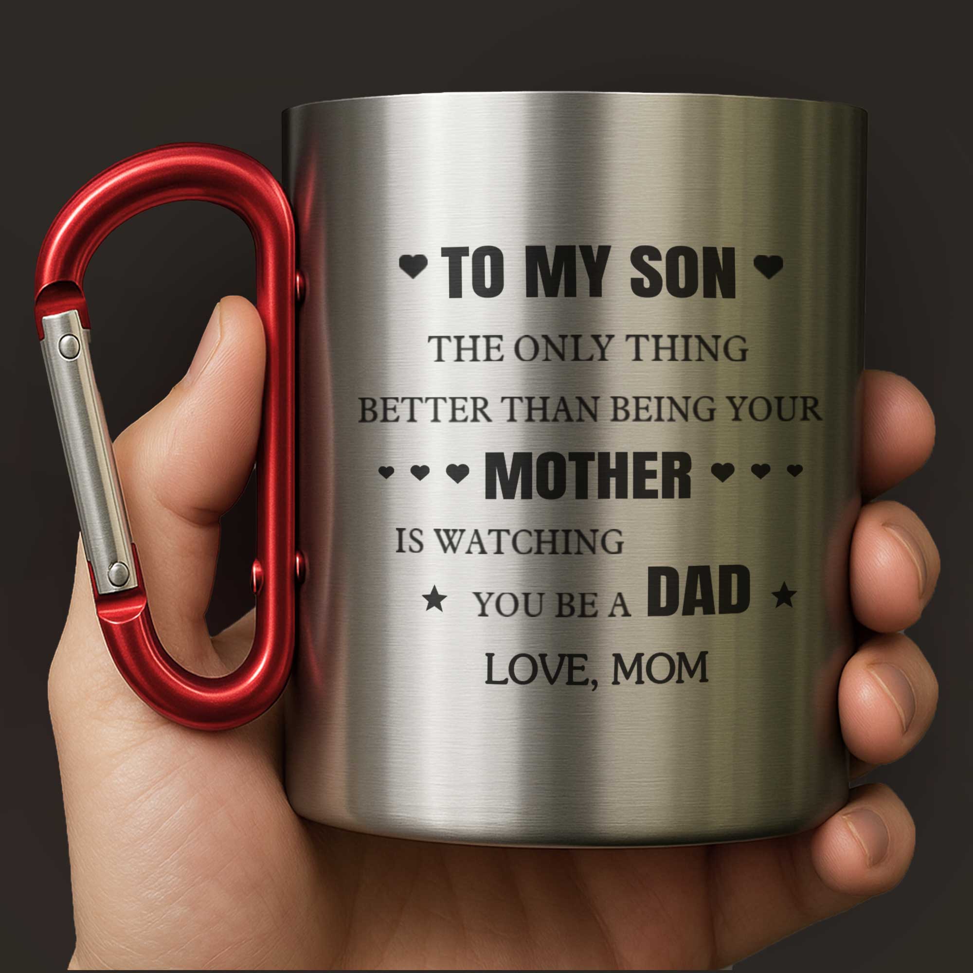Personalized Stainless Steel Carabiner Mug Custom Gift for Son