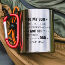 Load image into Gallery viewer, Personalized Stainless Steel Carabiner Mug Custom Gift for Son
