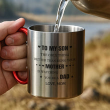 Load image into Gallery viewer, Personalized Stainless Steel Carabiner Mug Custom Gift for Son
