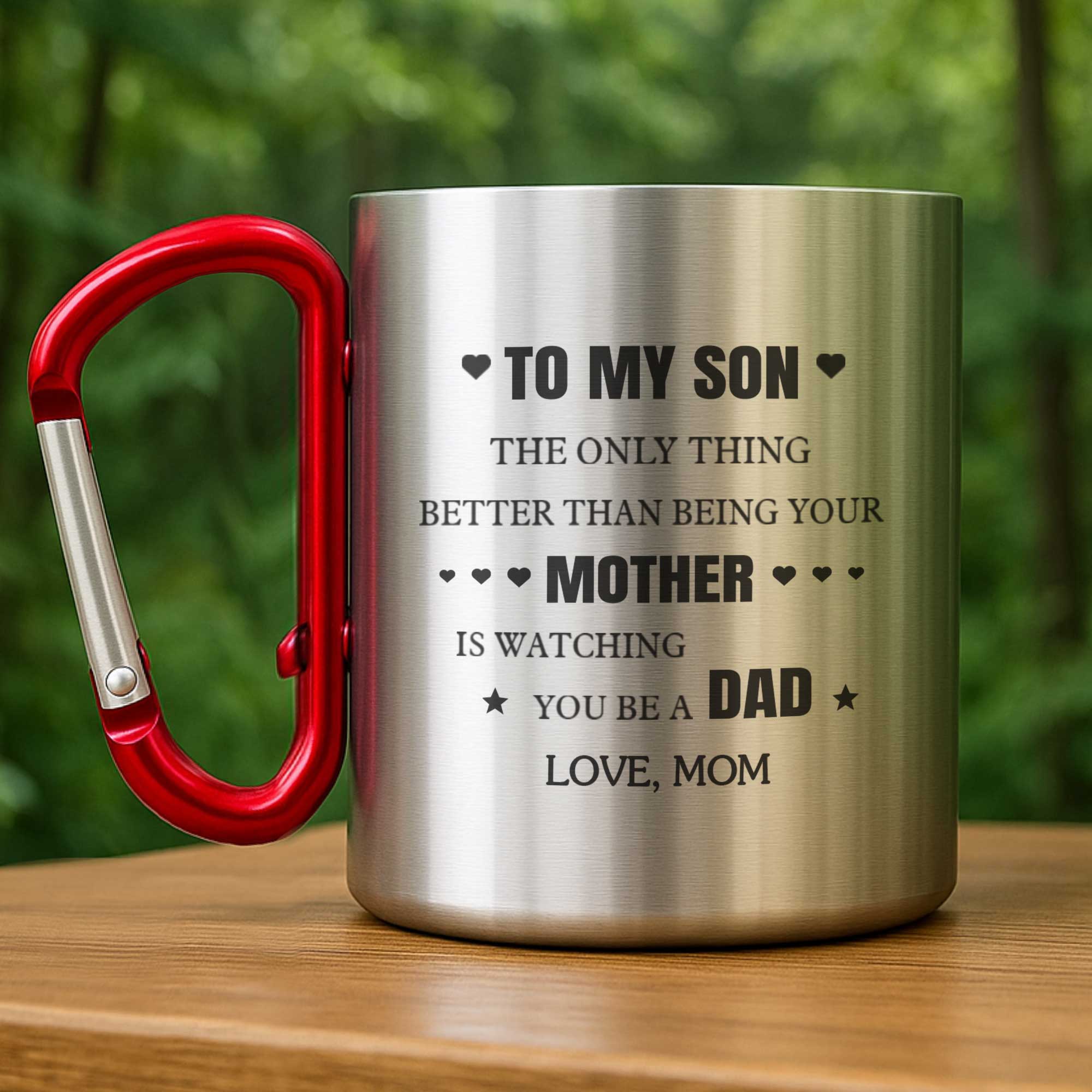 Personalized Stainless Steel Carabiner Mug Custom Gift for Son
