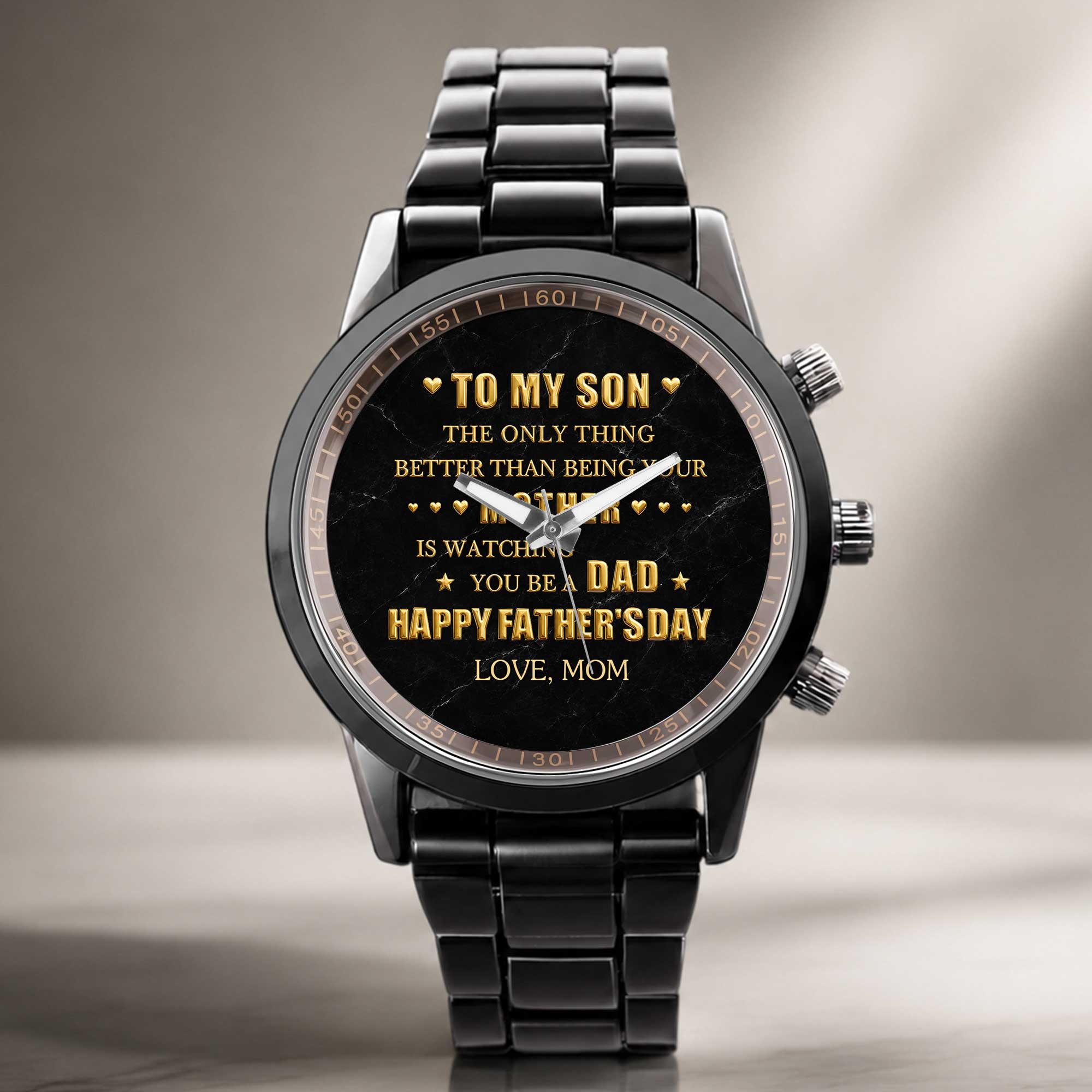 Personalized Custom Men's Watch Gift for Son with Message