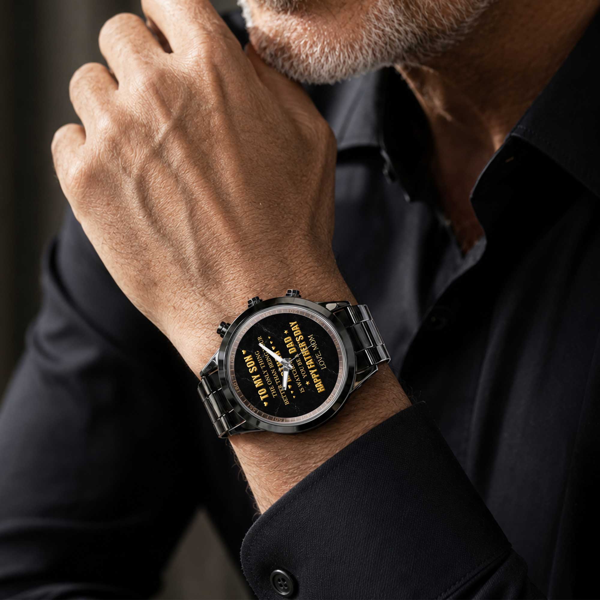 Personalized Custom Men's Watch Gift for Son with Message