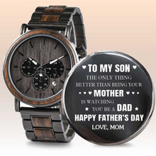 Load image into Gallery viewer, Personalized Engraved Wooden Watch Custom Gift for Son
