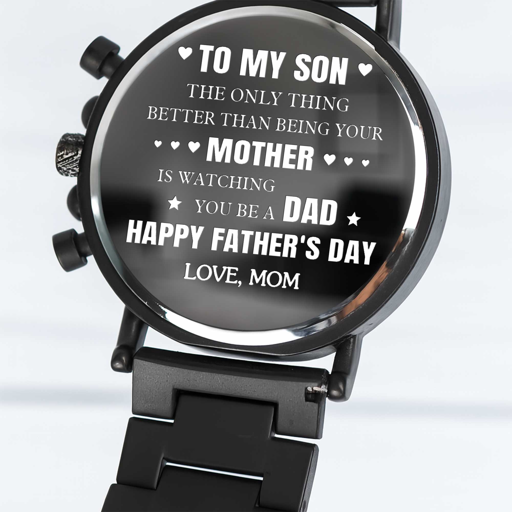 Personalized Engraved Wooden Watch Custom Gift for Son