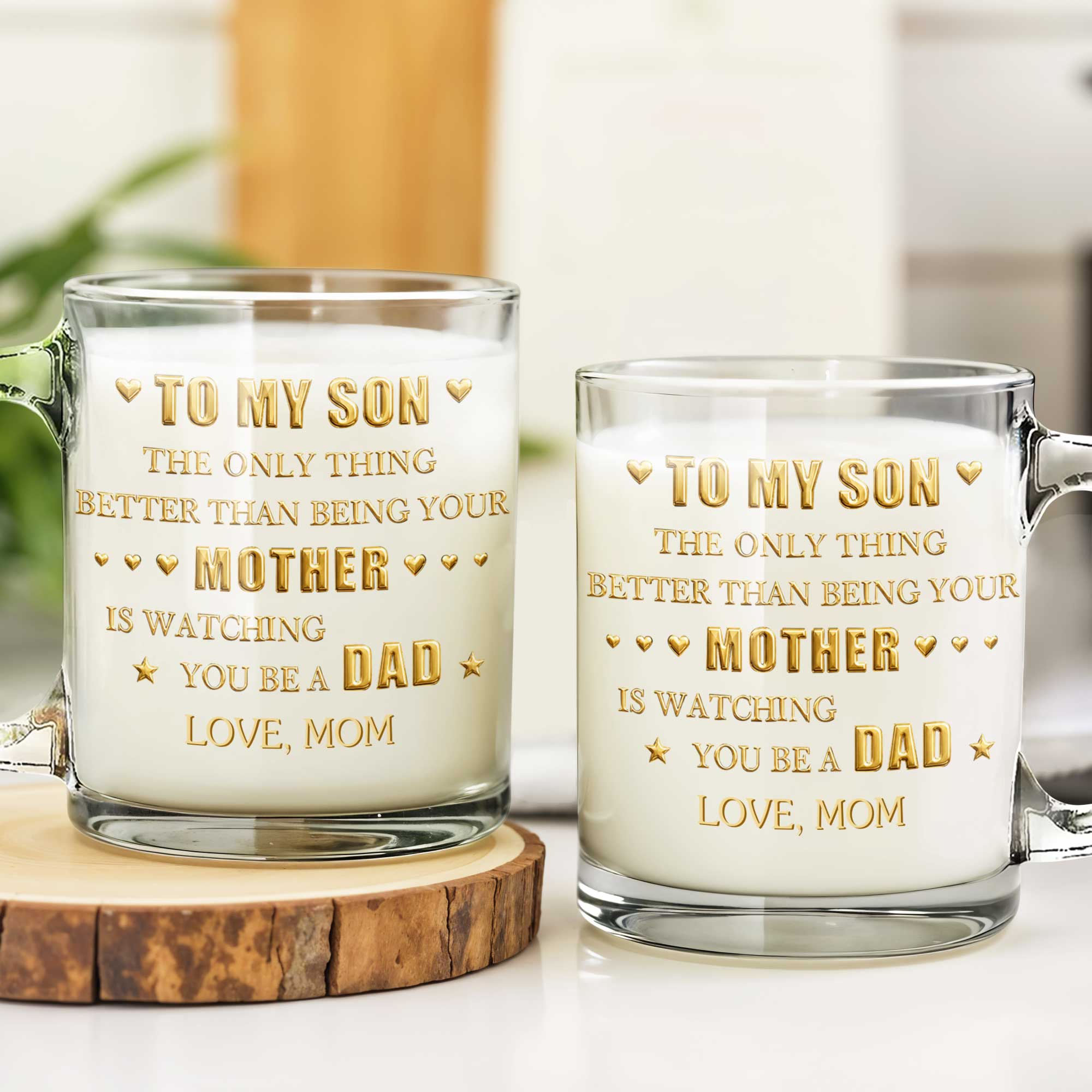 Personalized Glass Mug Custom Message Gift for Son