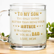 Load image into Gallery viewer, Personalized Glass Mug Custom Message Gift for Son
