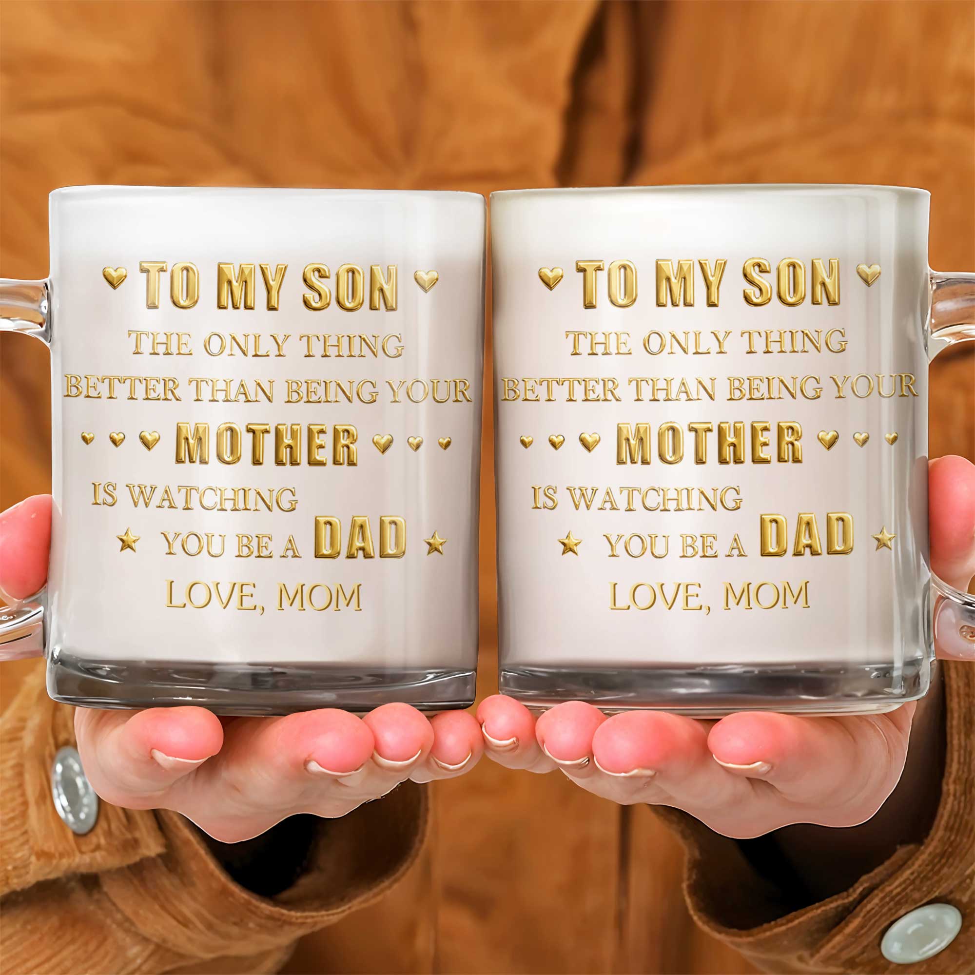 Personalized Glass Mug Custom Message Gift for Son