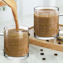 Load image into Gallery viewer, Personalized Glass Mug Custom Message Gift for Son
