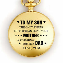 Load image into Gallery viewer, Personalized Gold Pocket Watch Custom Message for Son
