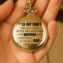 Load image into Gallery viewer, Personalized Gold Pocket Watch Custom Message for Son

