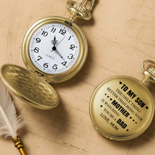 Load image into Gallery viewer, Personalized Gold Pocket Watch Custom Message for Son
