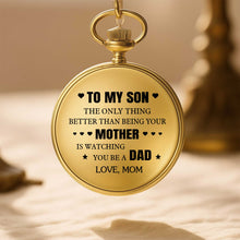 Load image into Gallery viewer, Personalized Gold Pocket Watch Custom Message for Son
