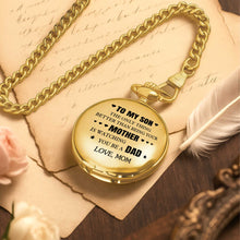 Load image into Gallery viewer, Personalized Gold Pocket Watch Custom Message for Son
