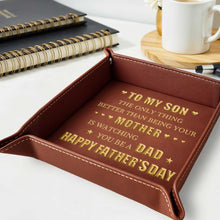Load image into Gallery viewer, Personalized Leather Valet Tray Custom Name Gift for Son
