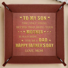 Load image into Gallery viewer, Personalized Leather Valet Tray Custom Name Gift for Son
